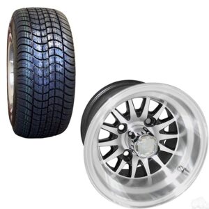 10 Inch Golf Cart Wheel and Street Tire Combo Black