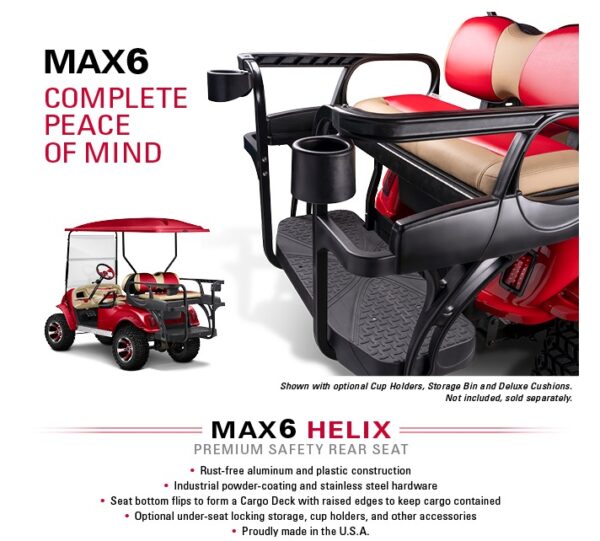 Golf Cart Rear Flip Seat Kit Max6 Helix with Upgraded Cushions For Sale